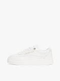 White Leather Platform Court Trainers  Women