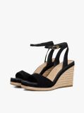 Black TH Monogram Leather Wedge Sandals  Women