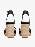 Black TH Monogram Leather Wedge Sandals  Women