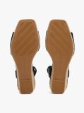 Black TH Monogram Leather Wedge Sandals  Women