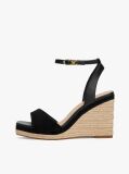 Black TH Monogram Leather Wedge Sandals  Women