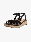 Black TH Monogram Leather Wedge Espadrilles  Women