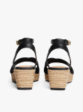 Black TH Monogram Leather Wedge Espadrilles  Women