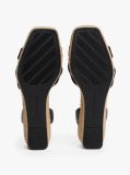 Black TH Monogram Leather Wedge Espadrilles  Women
