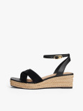 Black TH Monogram Leather Wedge Espadrilles  Women