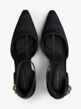 Black T-Bar Ankle Strap Stiletto Heels  Women
