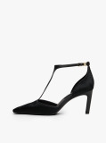Black T-Bar Ankle Strap Stiletto Heels  Women