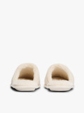 White Microsuede Logo Slippers  Women