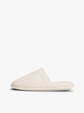 White Microsuede Logo Slippers  Women