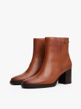 Brown Leather TH Monogram Horsebit Ankle Boots  Women