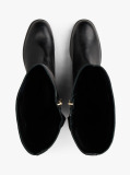 Black Leather TH Monogram Buckle Riding Boots  Women