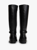 Black Leather TH Monogram Buckle Riding Boots  Women