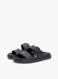Black Double Strap Enamel Flag Lightweight Sandals  Women