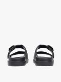 Black Double Strap Enamel Flag Lightweight Sandals  Women
