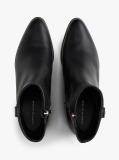 Black Leather Pointed Toe Ankle Boots  Women