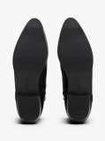 Black Leather Pointed Toe Ankle Boots  Women