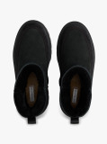 Black Leather Cleat Pull-On Snow Boots  Women