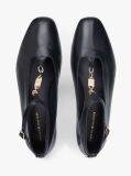 Black Leather T-Bar Chain Ballerinas  Women