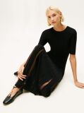 Black Leather T-Bar Chain Ballerinas  Women
