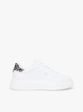 White Snow Leopard Heel Leather Platform Trainers  Women