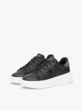 Μαύρο Δερμάτινα Sneakers Με Πλατφόρμα Και Λεοπάρ Λεπτομέρεια  Γυναίκες