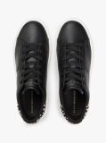 Μαύρο Δερμάτινα Sneakers Με Πλατφόρμα Και Λεοπάρ Λεπτομέρεια  Γυναίκες