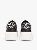 Μαύρο Δερμάτινα Sneakers Με Πλατφόρμα Και Λεοπάρ Λεπτομέρεια  Γυναίκες