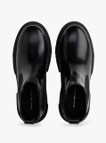 Black Shiny Leather Cleat Chelsea Boots  Women