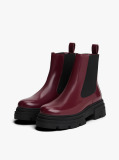 Brown Shiny Leather Cleat Chelsea Boots  Women