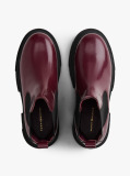Brown Shiny Leather Cleat Chelsea Boots  Women