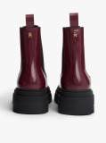 Brown Shiny Leather Cleat Chelsea Boots  Women