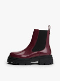Brown Shiny Leather Cleat Chelsea Boots  Women