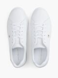 White Enamel Flag Leather Court Sneakers  Women