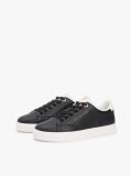 Μαύρο Δερμάτινα Sneakers Με Λογότυπο  Γυναίκες