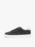 Μαύρο Δερμάτινα Sneakers Με Λογότυπο  Γυναίκες