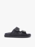 Black Raffia TH Monogram Double Strap Sandals  Women