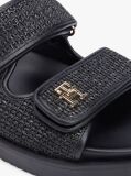 Black Raffia TH Monogram Double Strap Sandals  Women
