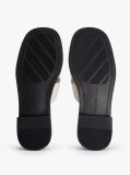 Beige Leather Crest Square Toe Sandals  Women