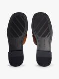 Brown Leather Crest Square Toe Sandals  Women