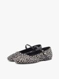 Black Snow Leopard Print Buckle Ballerinas  Women