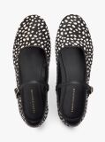 Black Snow Leopard Print Buckle Ballerinas  Women
