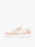 Multi Enamel Flag Leather Court Trainers  Women