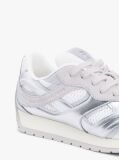Ασημί Δερμάτινα Sneakers Με Μίξη Υφών  Γυναίκες