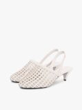 Beige Woven Pointed Toe Slingback Heels  Women