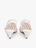 Beige Woven Pointed Toe Slingback Heels  Women