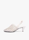 Beige Woven Pointed Toe Slingback Heels  Women