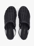 Black Woven Pointed Toe Slingback Heels  Women