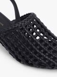Black Woven Pointed Toe Slingback Heels  Women