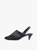 Black Woven Pointed Toe Slingback Heels  Women