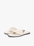 Beige Leather Toe Post Flat Sandals  Women